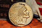 Antique Art Nouveau Native American Indian Chief Wall Plaque Medallion