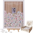 Wedding Guest Book  Drop Top Frame Sign Book With 100pcs Wooden Hearts Stamps   