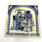 Vtg Delft Holland Tile Medicine Man Apothecary Pharma W Unicorn Trim 6  Handmade