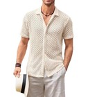 Men   s Summer Mesh Lapel Shirt     Lightweight Short Sleeve Beach Top