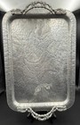 Vintage Hammered Aluminum Tray  408 Tulip By Rodney Kent Hand Wrought 16 1 4 