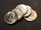  lot Of 5  Franklin Half Doliar - 90  Siiver In Ef  au - Various Dates