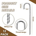 12 Pack 12 Inch Rebar Stakes Heavy Duty J Hook Ground Anchors  Anti Silver 