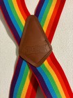 Vintage Big Smith Wide Rainbow Suspenders Elastic Leather Adult Unisex Pride Usa