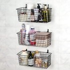Metal Wire Organizer Display Wall Mounted Hanging Baskets Storage Bins  Set Of 3
