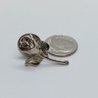 Rose Pin Brooch Silver Tone Lapel Enamel Collectible