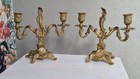 Antique French Rococo Brass 2-light Candelabra Pair 8 5    Ornate Vintage