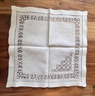 Antique French Hand Drawn Thread Ladder Work Embroidered Linen Napkins Set Of 6