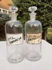 Hand Blown Roman Recess Apothecary pharmacy Bottle Under Glass Label  Pat   d 1862