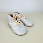 Rare Yanigans Baby High Top White Leather Shoes Hard Soles Lace Up 1950s Vtg