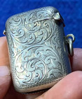 Antique 1913 Birmingham  England Engraved Silver Vesta Case Match Safe 25 Grams
