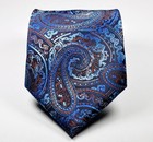 Classic New Paisley Dark Blue Brown Blue Jacquard Woven Silk Men s Tie Necktie