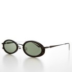 Black Oval 90s Vintage Sunglasses With Black Frame And Green Lenses - Dorian