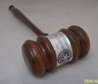 Vtg Rotary Club Wooden Gavel W engraved Sterling Band 1951-52 Jersey City