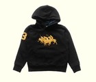 Ralph Lauren Polo Triple Pony Black Fleece Hoodie Sweatshirt Youth Sz M 10-12
