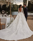 A-line Sexy Applique 3d Flowers Wedding Dress Sleeveless Side Split Wedding Gown
