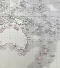 1845 Johnston Large Antique Map Of Australia  New Zealand  North America Pacific