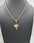 Gold Elephant Necklace  14k Heavy Plated Gold  4mm Rope Chain