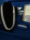 Real 13mm Cuban Link Chain Moissanite Solid 925 Sterling Silver Necklace
