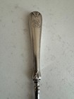 Antique Sterling Silver Handle Button Hook W  Leaf Decoration   Monogram