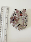 Large Butterfly Flower Brooch Silver Purple Crystals 4  Pin Statement Stunning