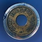Antique Brass Token 16880 Good For 5 Cents In Trade Us With Center Hole