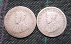 2 Australia  925 Sterling Silver Sixpence Coins  George V  1911  1921  Km  25