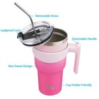 Konokyo 40 Oz Tumbler With Handle And Straw  Insulated Travel Mug