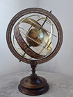 Vintage Armillary Sphere Astrolabe Globe Old World Wood Brass Made In Italy 