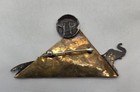 Sterling Silver Animal Brooch Pin Pyramid Elephant Lion Wolf Sun Mixed Metal 3 