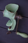 Vintage Green Enamel Hand Meat Grinder Mincer Cast Iron Retro
