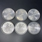 Vintage Set Of 6 Aluminum Metal Flying Duck Geese Hammered Coaster Mcm Cabin
