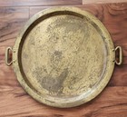 Antique Imperial Russian Brass Samovar Tray Tula Double Eagle Stamp Pre-1917 15 