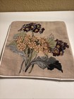 12    Handmade Tapestry Needlepoint Pillow Violet  Tan  Velvet Backed  a53