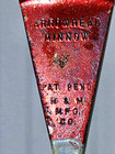 Rare Vtg Arrowhead Minnow Lure H   M Mfg Co Kittson County Mn - Metallic Red