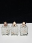 Vtg 1950 s Leonard Japan Crystal Glass   Silver Plate Mini Salt   Pepper Shakers