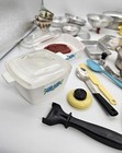 Vintage Large Lot Of Children s Play Kitchen Dishes Bakeware Pans Cups   Plates 