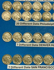 Starter Buffalo Nickels Set Of 34 Different Coins Dated 1913-1937 Pds  ss05