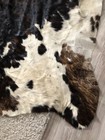 Cowhide Fur Rug Western Longhorn Steer Black Brown   White Longer Hair