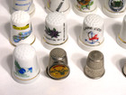 Large Lot Of 28 Porcelain   Metal Souvenir Thimble Collection