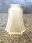 Vintage Retro Art Deco Frosted Glass Light Lamp Shade Ribbed Flared 2    Fitter