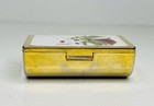 Vtg Metal Lipstick Case holder W mirror Art Decor Gold-toned 3-3 8  Long Compact