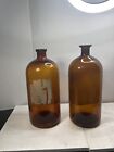  2  Antique Large Apothecary pharmacy Brown Glass Bottle jar   Amber Jar  Rustic