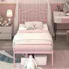 New Twin Bed Frames With Headboard Heavy Duty For Kids Girls Adults Pink   White