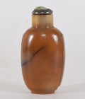 Antique Agate Snuff Bottle Chinese Jade Stopper Qing Dynasty
