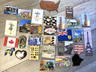 Mixed Lot Of 34 Refrigerator Magnets     Vintage   Modern Assorted Designs Travel