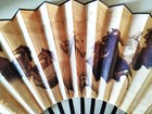 Japanese Art Print Silk Hand Folding Fan Fashion Decor Grand Plans Horses
