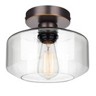  Industrial Semi Flush Mount Ceiling Light  Clear Glass Large Oil-rubbed Bronze