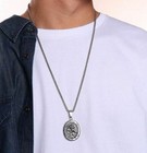 Mens St Saint Christopher Medal Pendant Necklace Stainless Steel Amulet