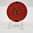 Airport Club Card Room Seal Beach California  pink   5 Casino Chip  sharp 